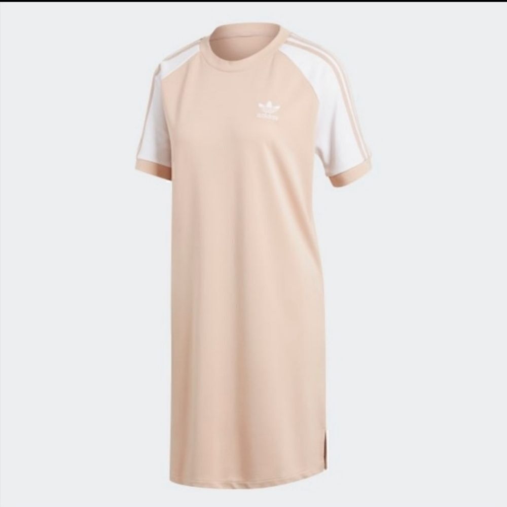 Adidas tan 3 stripe raglan dress